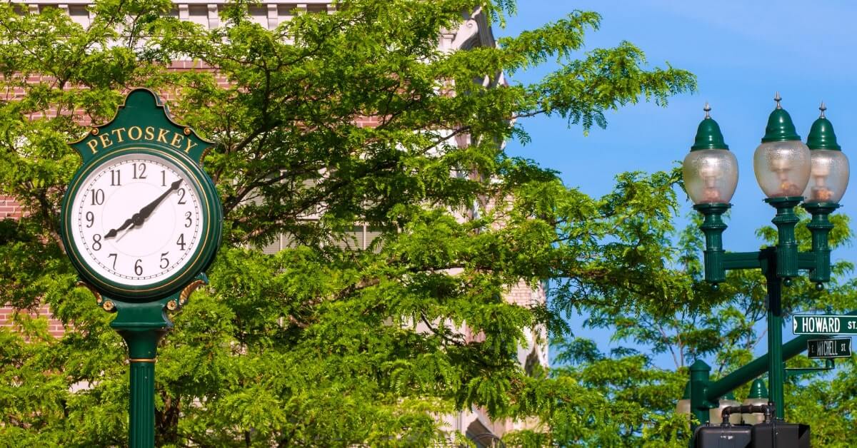 Petoskey clock in the stree